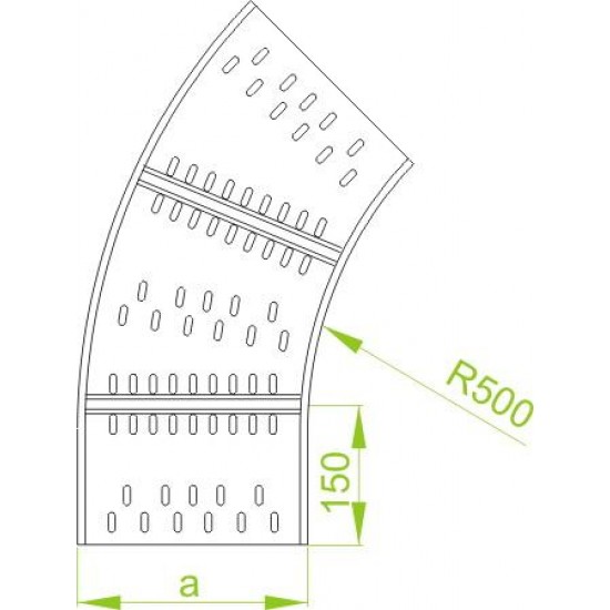 45° Horizontalni kot KKSMC400H100N
