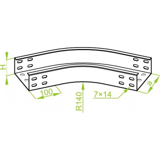 45° Horizontalni kot KKZMC100H50