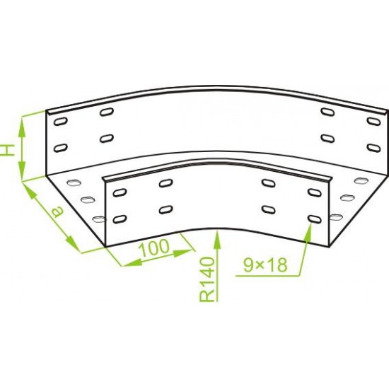 45° Horizontalni kot KKZMC200H100