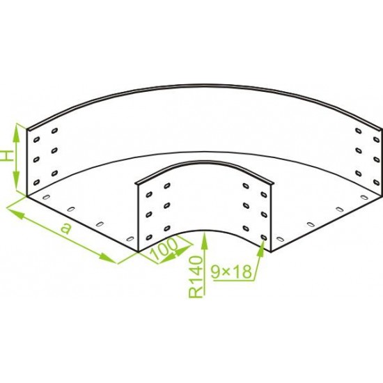 90° Horizontalni kot KKZP600H200