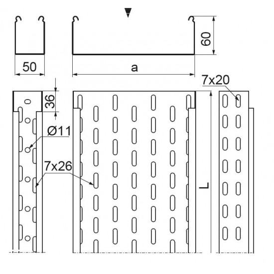 Kabelski kanal KGL/KCL50H60/3 E-90