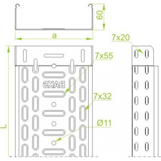 Kabelski kanal KGL/KGOL100H60/2 E-90