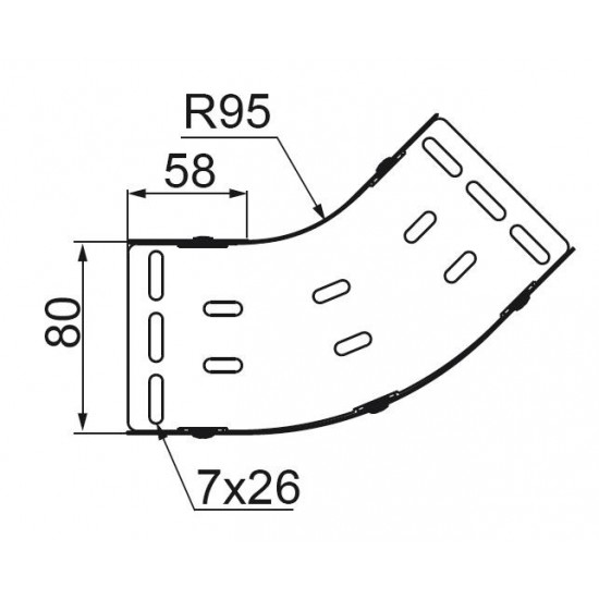 45° Vertiklani upogib LUMP400H80