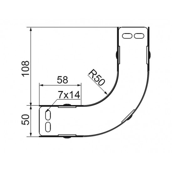 90° Vertikalni kot LUBJ100H50