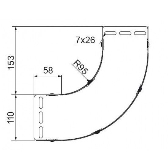 90° Vertikalni kot LUBJ200H110