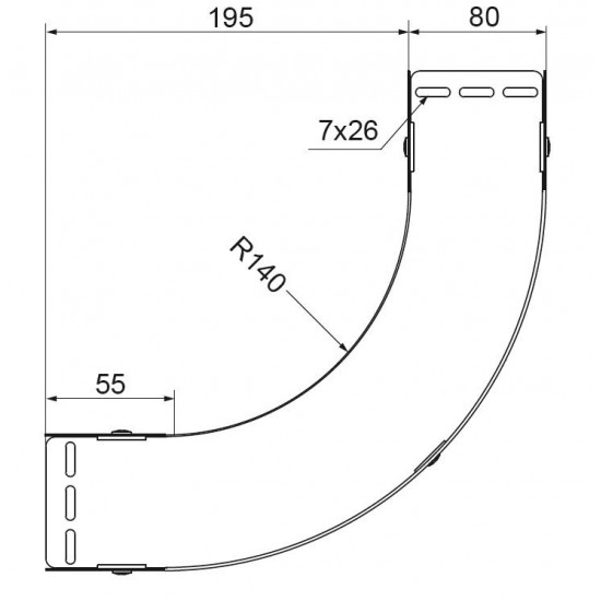 90° Vertikalni kot LUPJ100H80