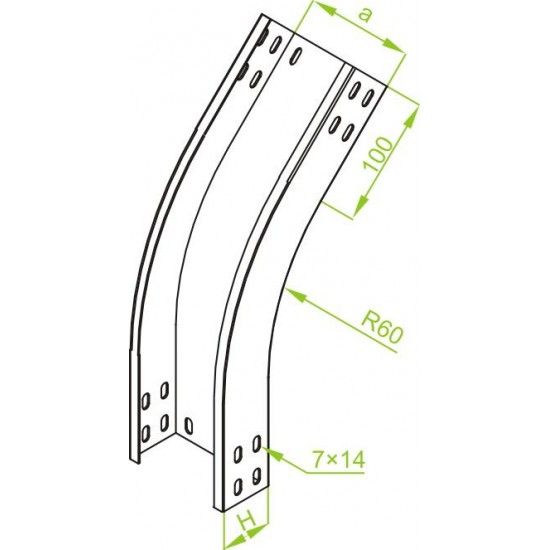 45° Vertiklani upogib -Zunanji LZZMP50H50
