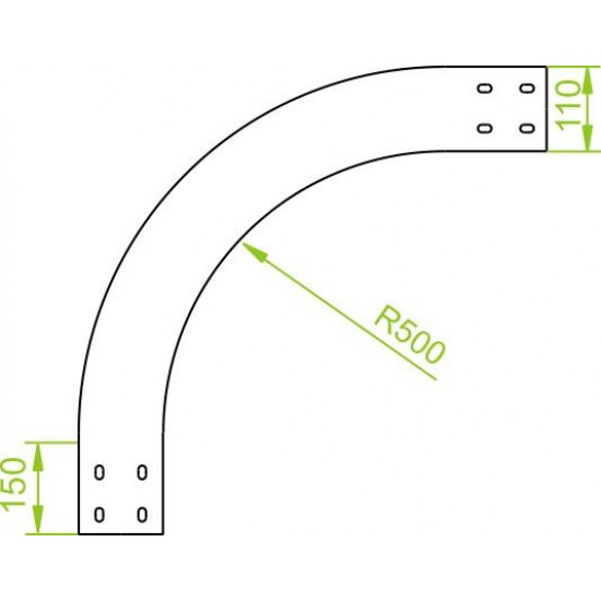 90° Vertikalni lok - Zunanji LZKSC500H110