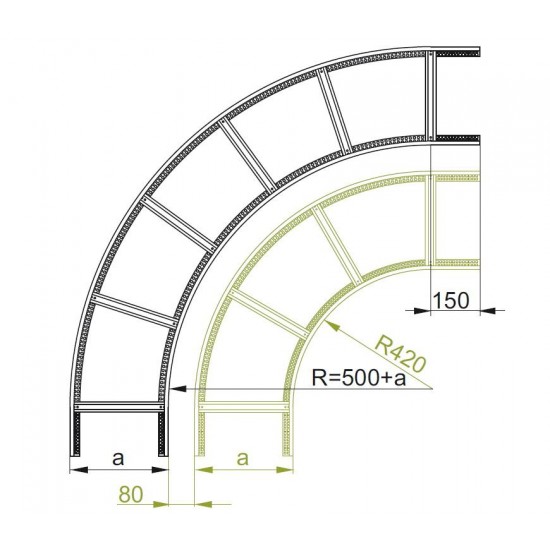 90° Horizontalni lok -zunanji LDZC200H50 N