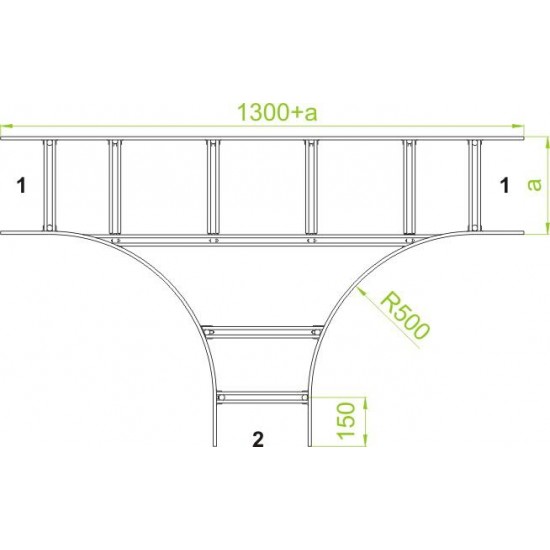 "T" kos kabelskega kanala horizontalni TDST300H100