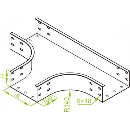 "T" kos kabelskega kanala horizontalni TKZP100H100
