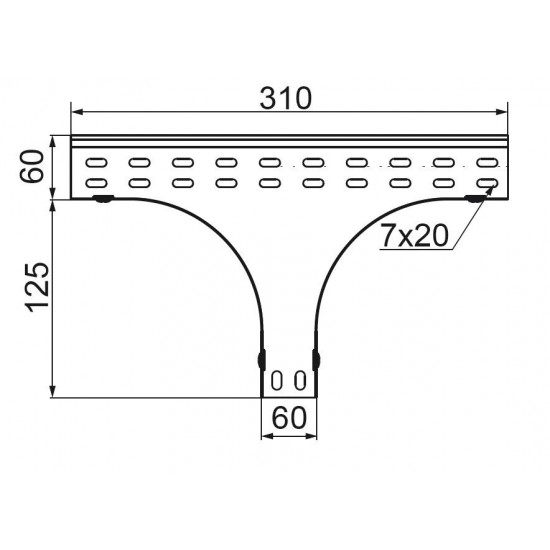 "T" redukcijskega kosa kabelskega kanala - vertikalni TRSJ400H60