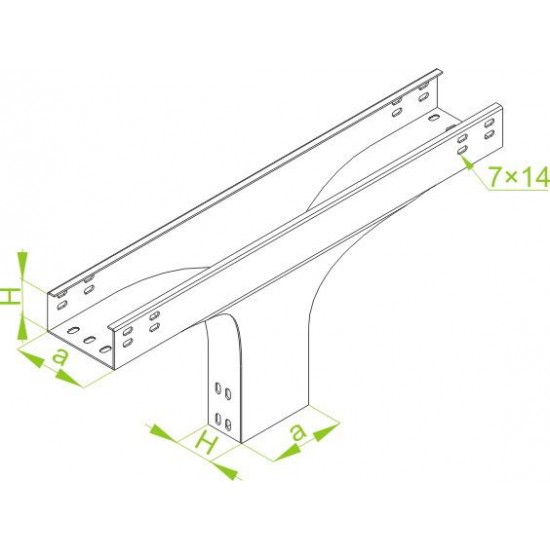 "T" redukcijskega kosa kabelskega kanala - vertikalni TRZC100H50