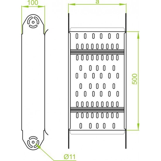 Nastavljiv vertikalni pregibni element ELKST400H100
