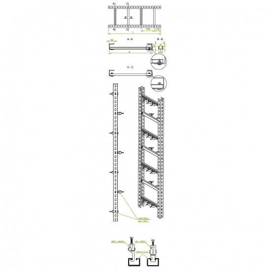 Vertikalna kabelska lestev DDMC500H55/6