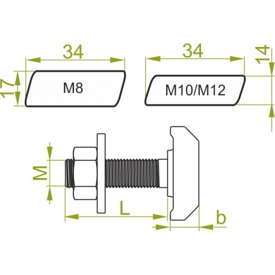 Vijak s kladivasto glavo SMHM12x30E