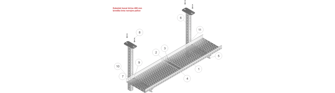39-1 - Kabelski kanal - pritrditev v strop - brez navojne palice