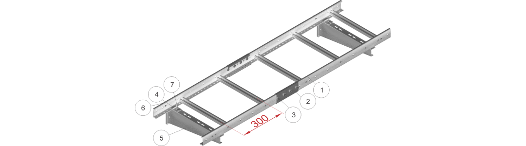 55-1 - Kabelska lestev - na steno - brez navojne palice
