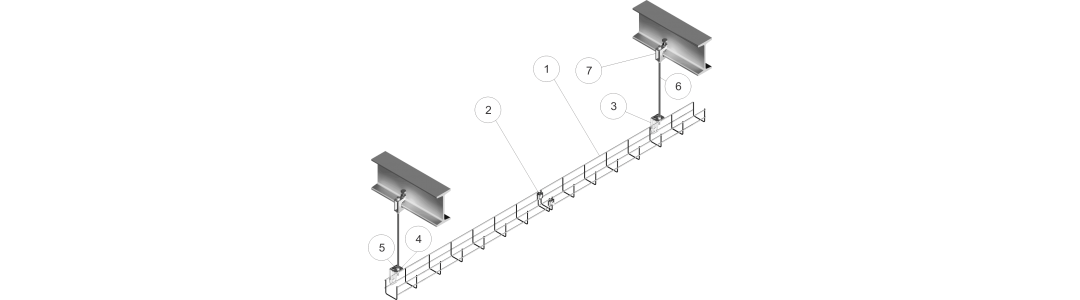 67-1 - Mrežni kanal - pritrjen na I nosilec z natičnimi kosi ZK8/19