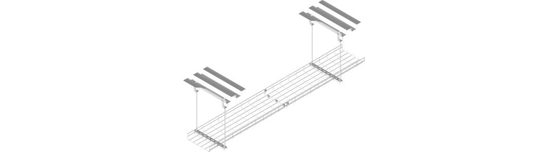 68-2 - Mrežni kanal - pritrditev v strop - pritrditev z pritrdilom za trapezno pločevino