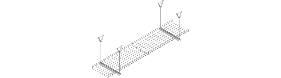 69-1 - Mrežni kanal - pritrditev v strop - pritrditev z pritrdilom za trapezno pločevino